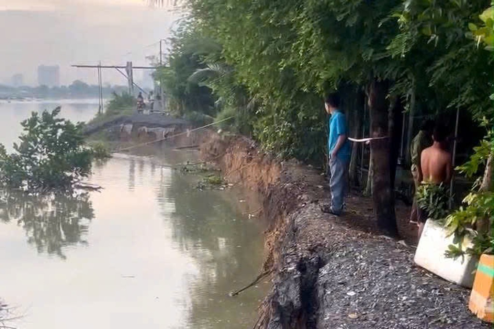 Sạt lở bờ đê ven sông ở TPHCM, lên phương án di dời 6 hộ dân - 1 Sạt lở bờ đê ven sông ở TPHCM, lên phương án di dời 6 hộ dân - 1